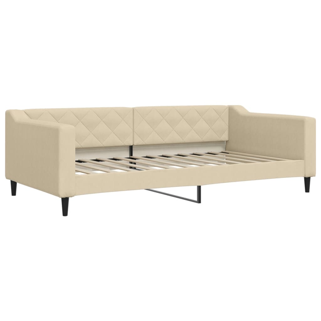 Sofá-cama com colchão 100x200 cm tecido cor creme