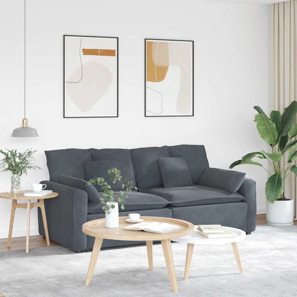 Sofá modular com almofadas cinzento-escuro