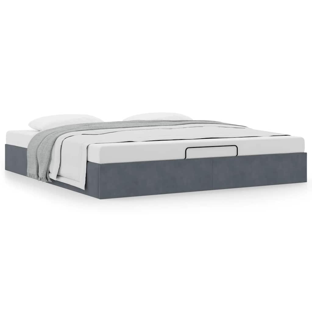 Estrutura de cama otomana sem colchão 180x200cm cinzento escuro