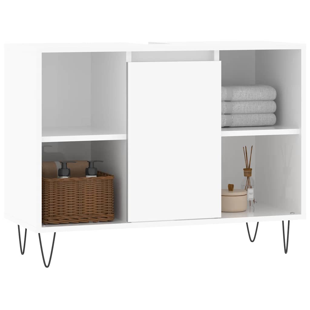 Armário wc 80x33x60 cm derivados de madeira branco brilhante