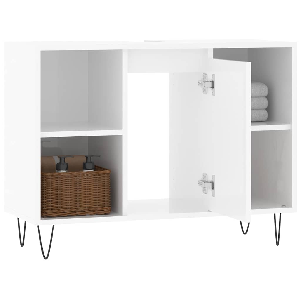 Armário wc 80x33x60 cm derivados de madeira branco brilhante