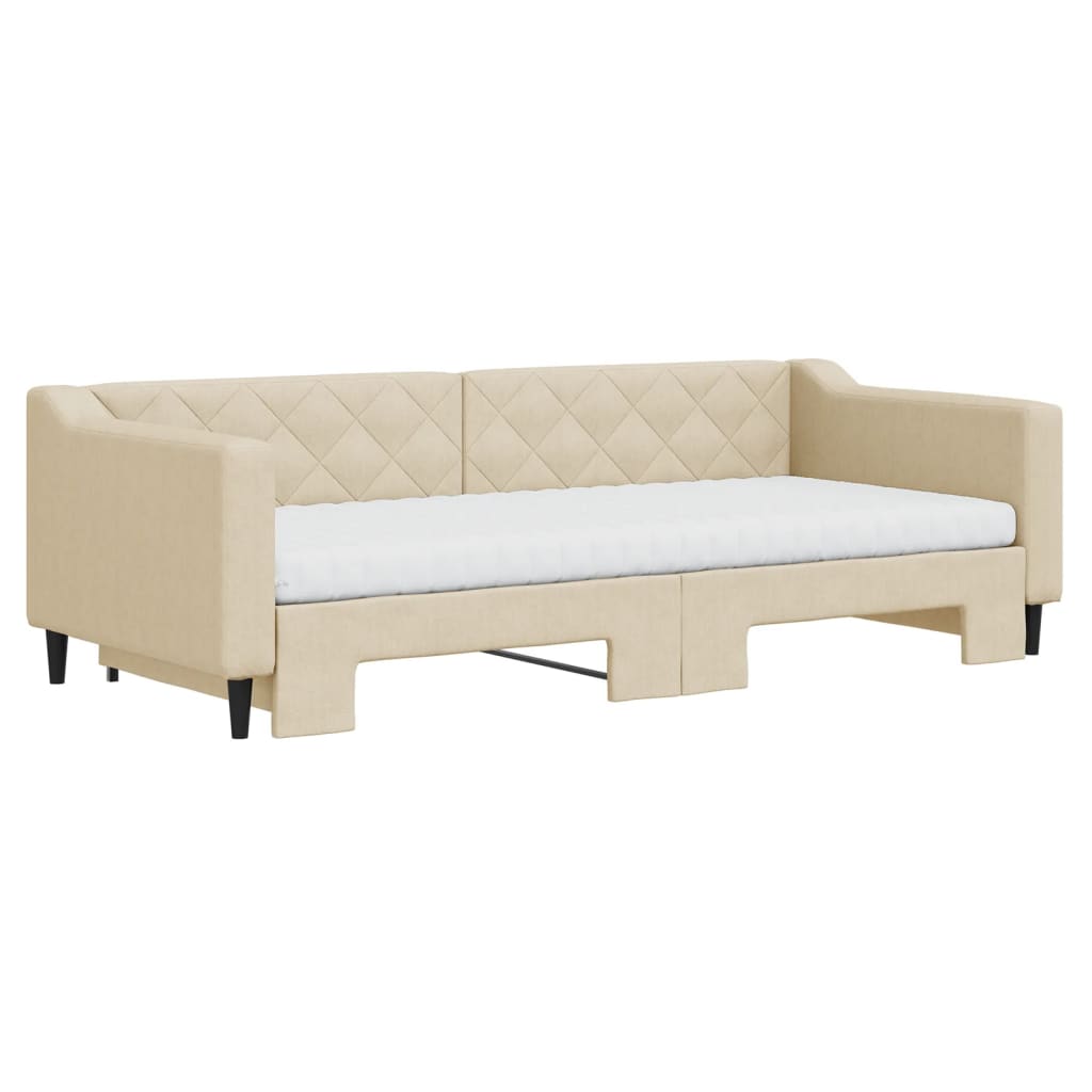 Sofá-cama c/ gavetão e colchões 90x200 cm tecido cor creme