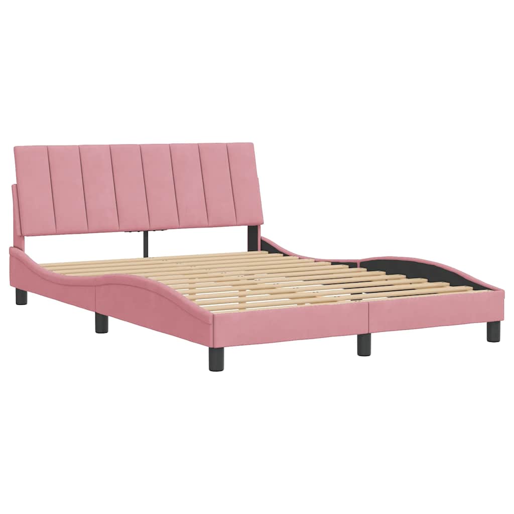 Estrutura de cama sem colchão hanko 140x200 cm veludo rosa