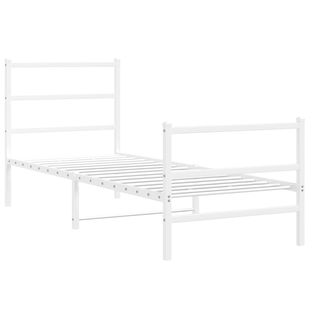 Estrutura de cama com cabeceira e pés 80x200 cm metal branco