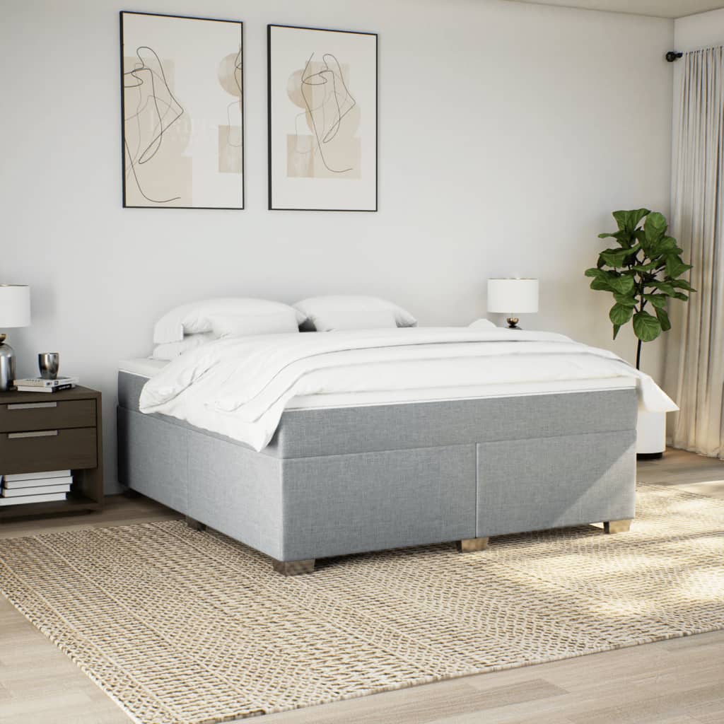 Cama com molas/colchão 180x200 cm tecido cinzento-claro