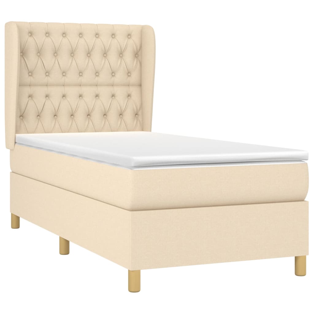 Cama com molas/colchão 100x200 cm tecido cor creme