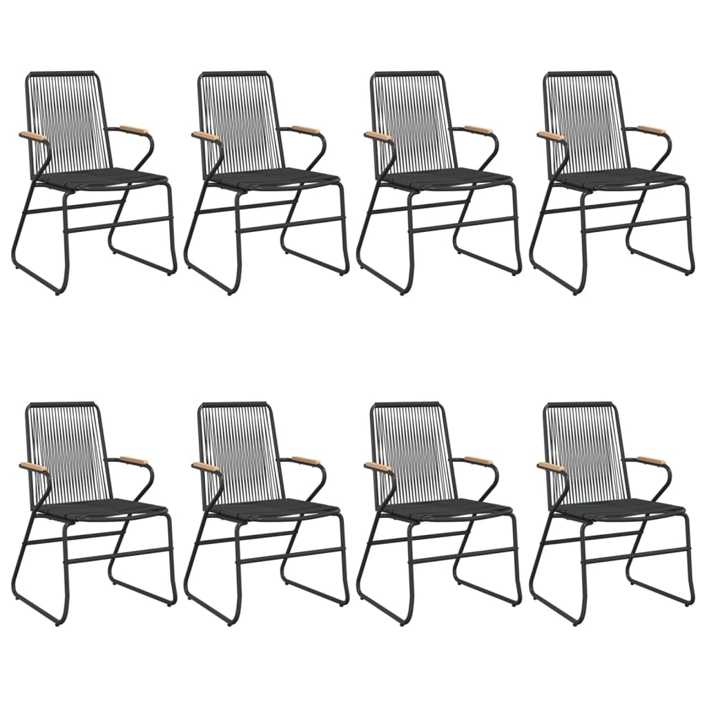 9 Pcs conjunto de jantar para jardim vime de PVC preto