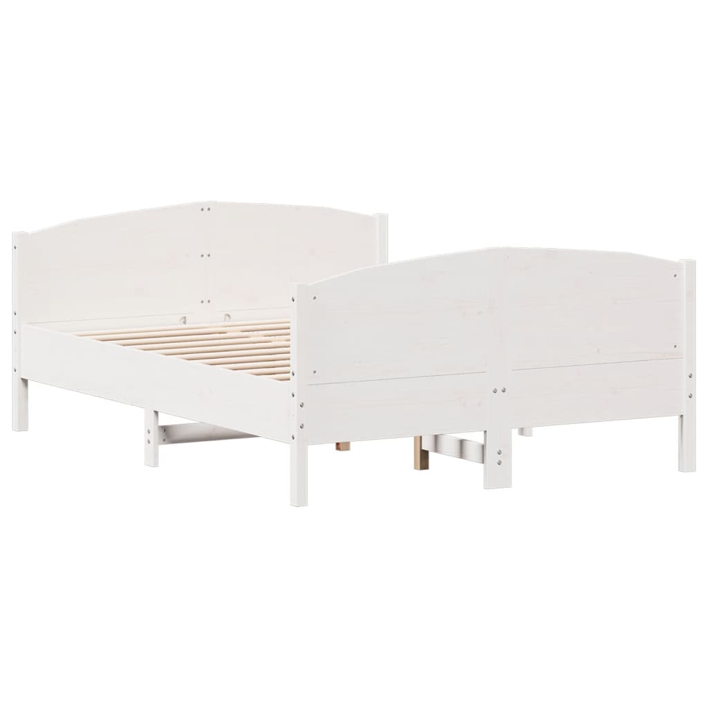 Cama sem colchão 140x200 cm madeira de pinho maciça branco