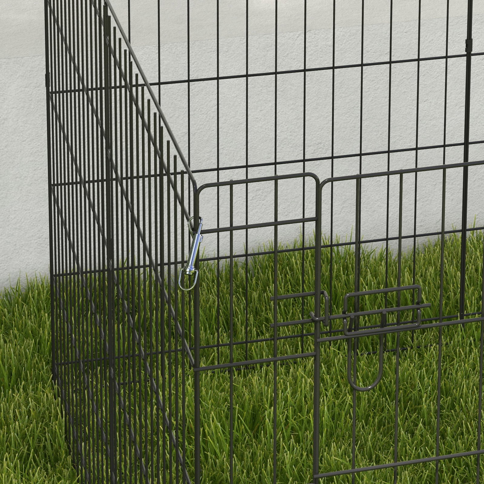 Parque para cães 8 painéis dobráveis gaiola metálica para animais de estimação com porta e dupla fechadura 76x61cm preto