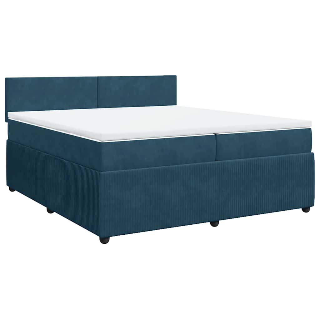 Cama com molas/colchão 200x200 cm veludo azul