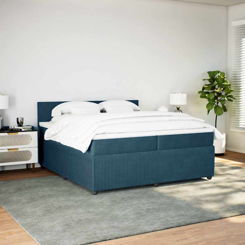Cama com molas/colchão 200x200 cm veludo azul