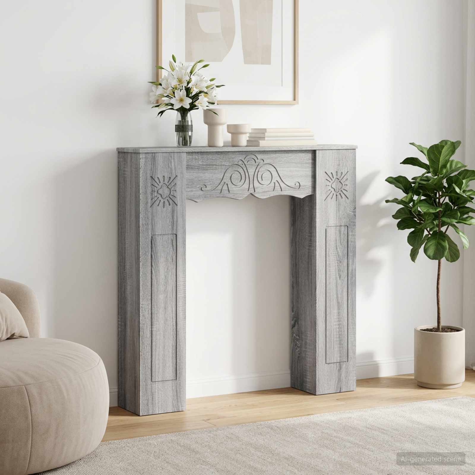 Moldura de lareira sonoma cinzento 102 x 20 x 102 cm