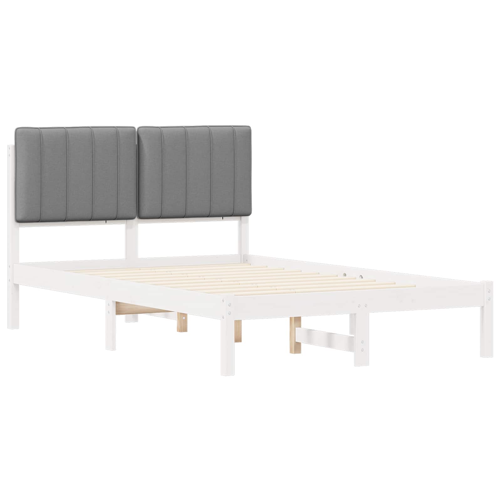 Estrutura de cama com cabeceira estofada branco e cinza claro