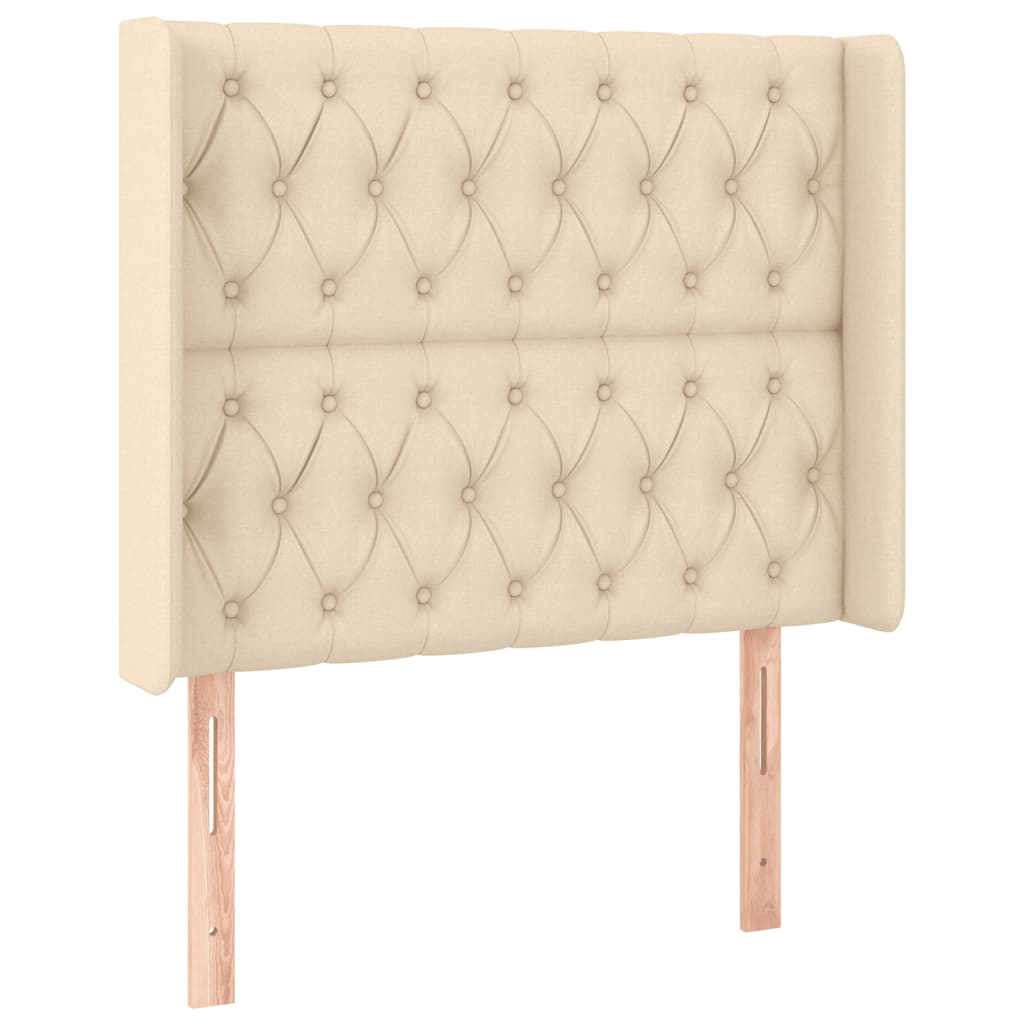 Cabeceira de cama c/ luzes LED tecido 93x16x118/128cm cor creme