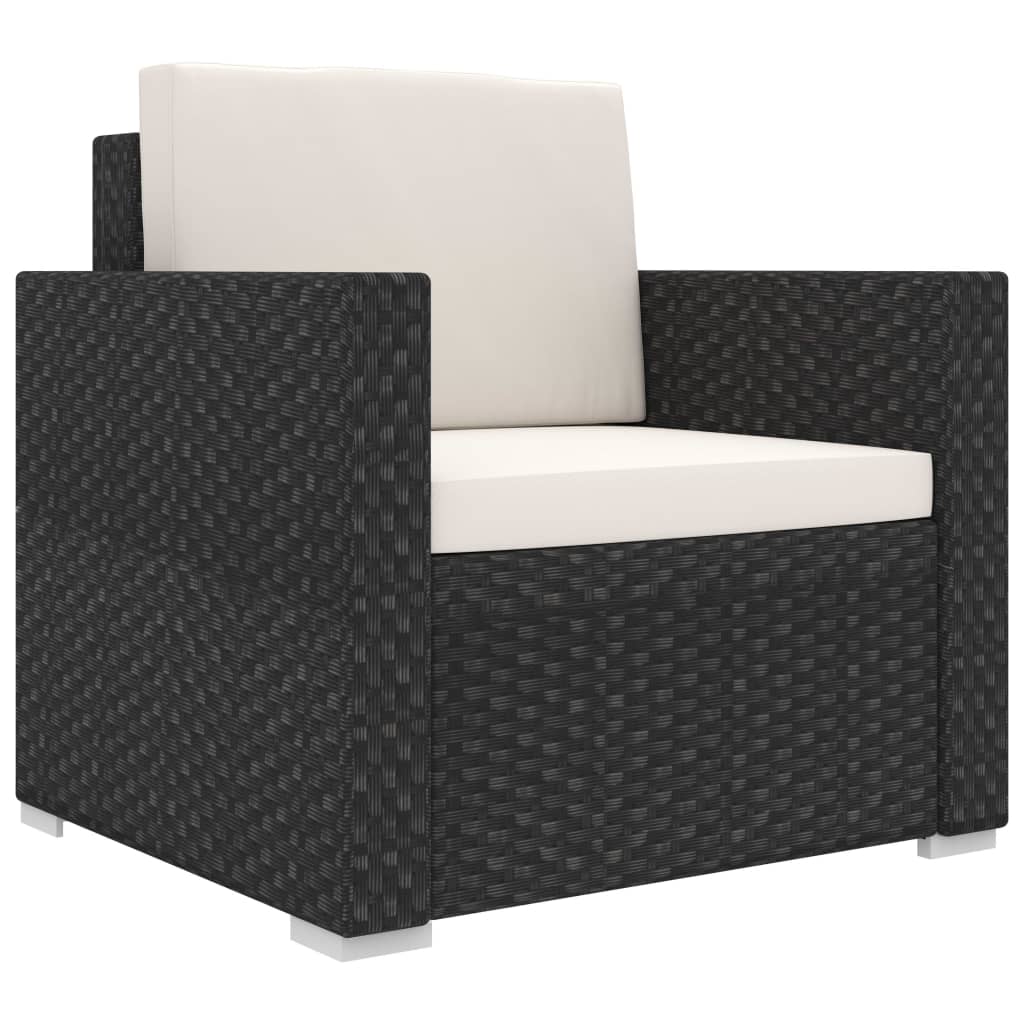 8 Pcs conjunto lounge de jardim c/ almofadões vime PE preto