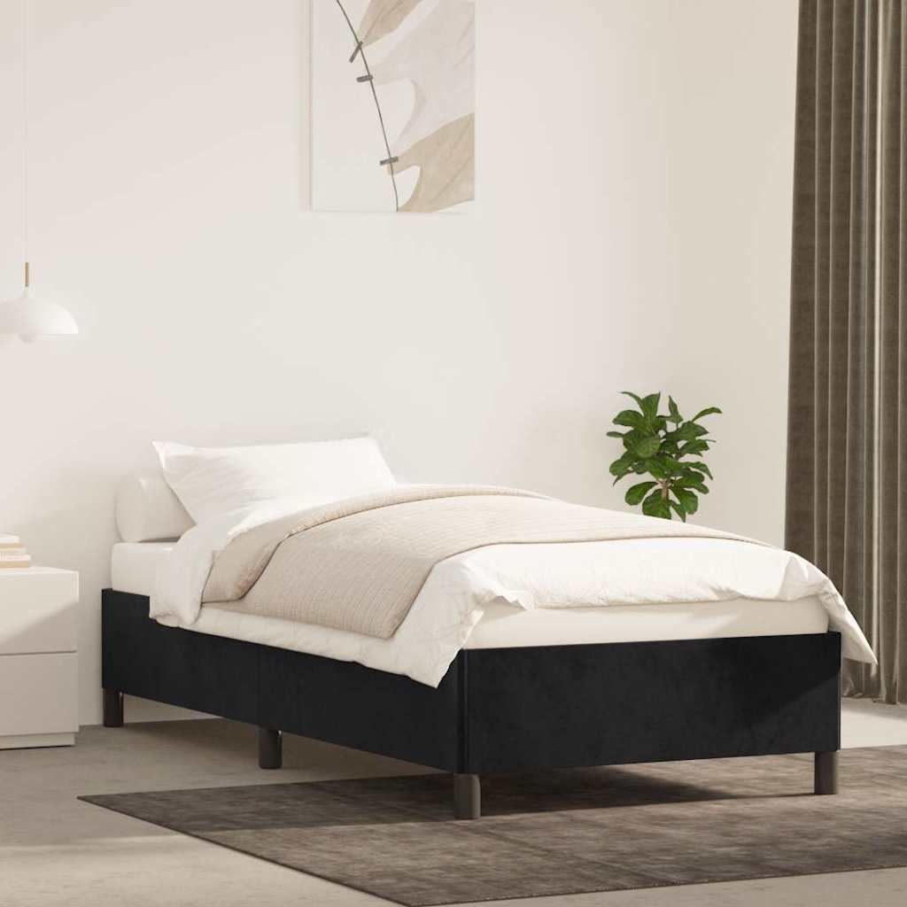 Estrutura de cama sem colchão 100x200 cm veludo preto