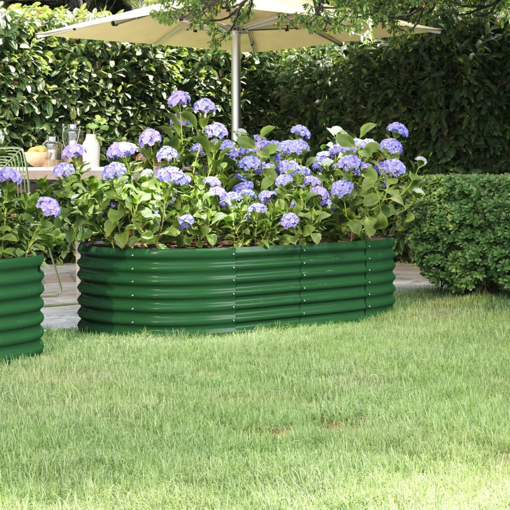 Canteiro elevado jardim 152x80x36 cm aço galvanizado verde