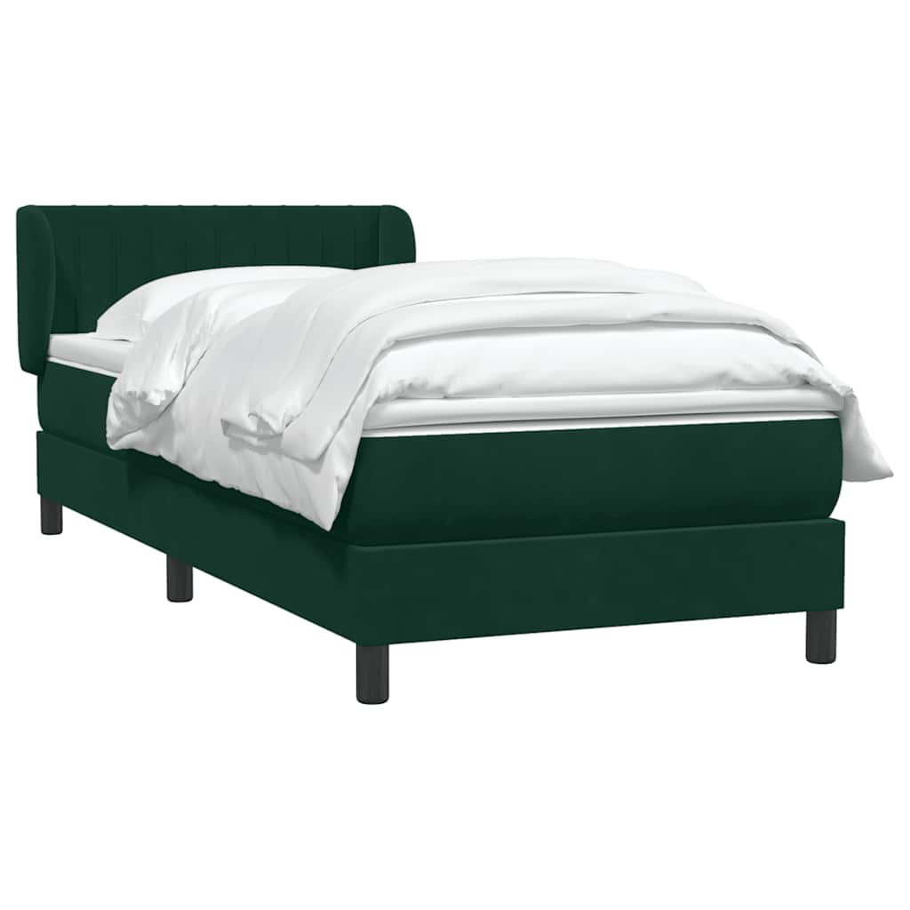 Cama com molas/colchão verde-escuro 80x220 cm veludo