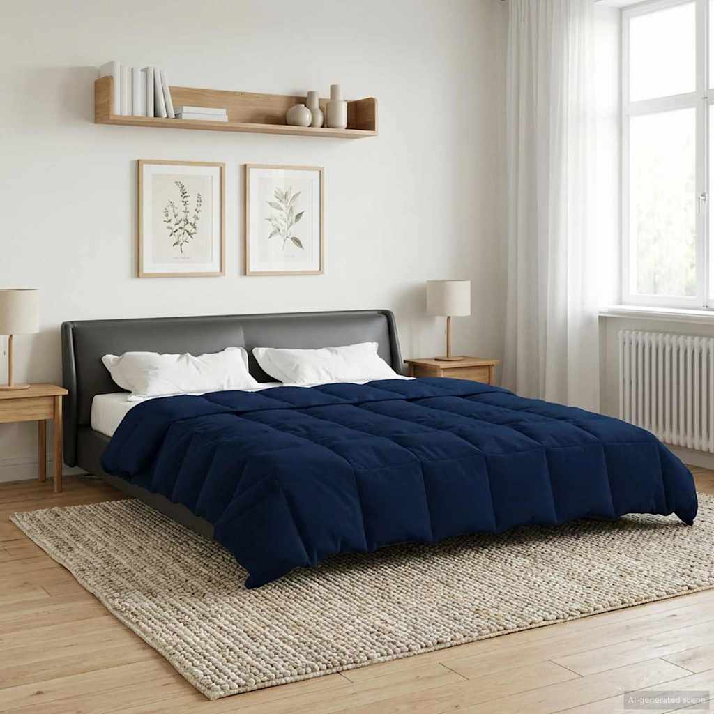 Edredom de verão simples azul escuro 220 x 240 cm microfibra