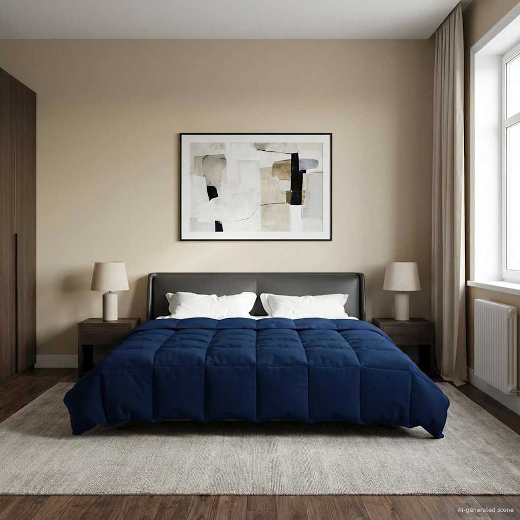 Edredom de verão simples azul escuro 220 x 240 cm microfibra