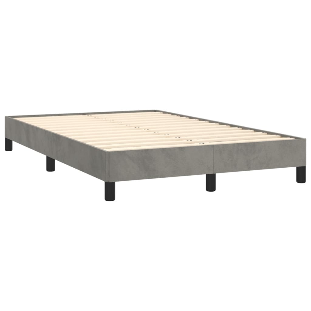 Estrutura de cama sem colchão cinza claro veludo
