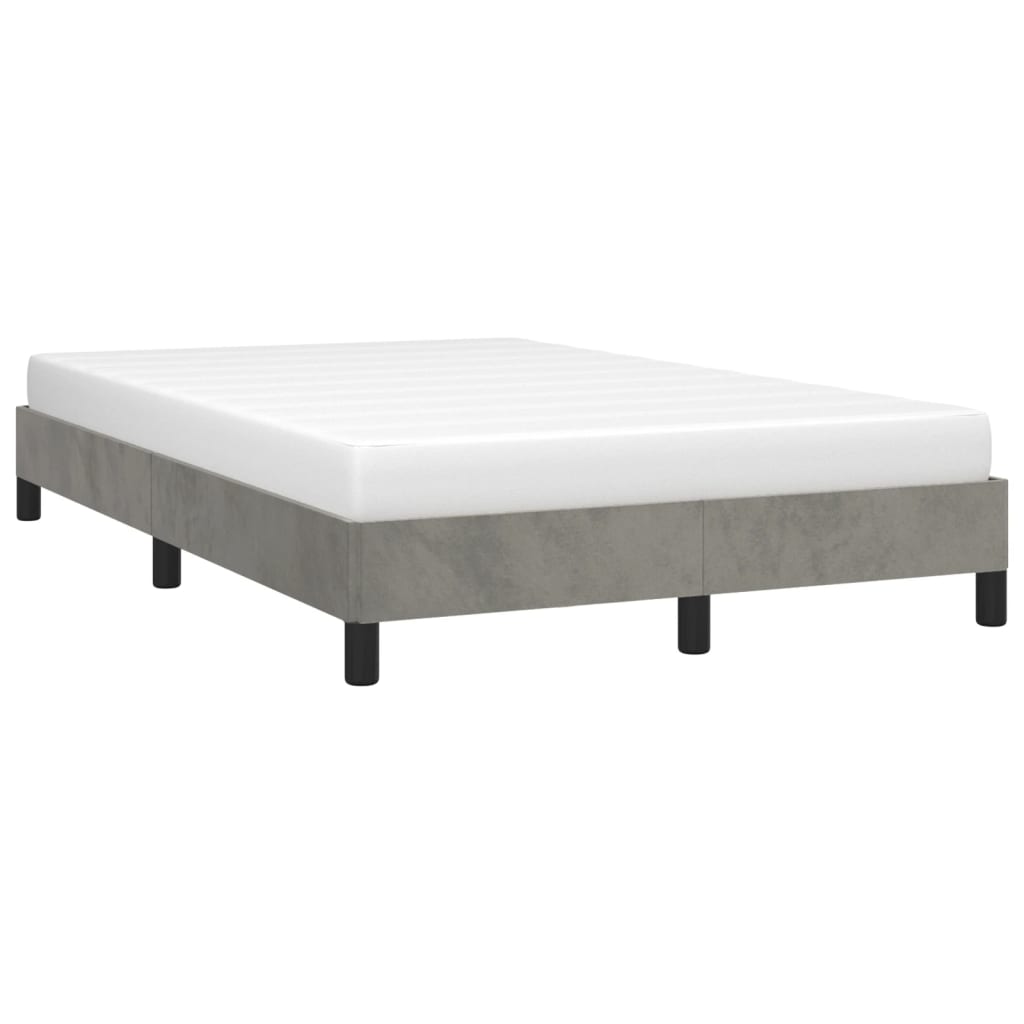 Estrutura de cama sem colchão cinza claro veludo