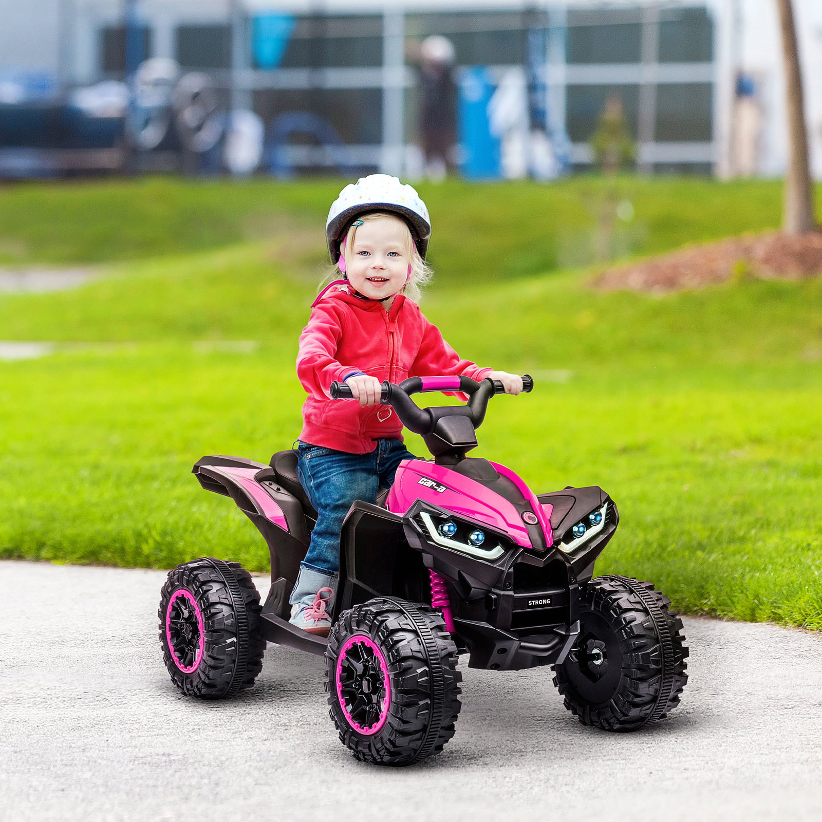 Quadriciclo elétrico para crianças de 3-5 anos veículo eléctrico a bateria 12v com 2 motores 83x53x55,5 cm rosa