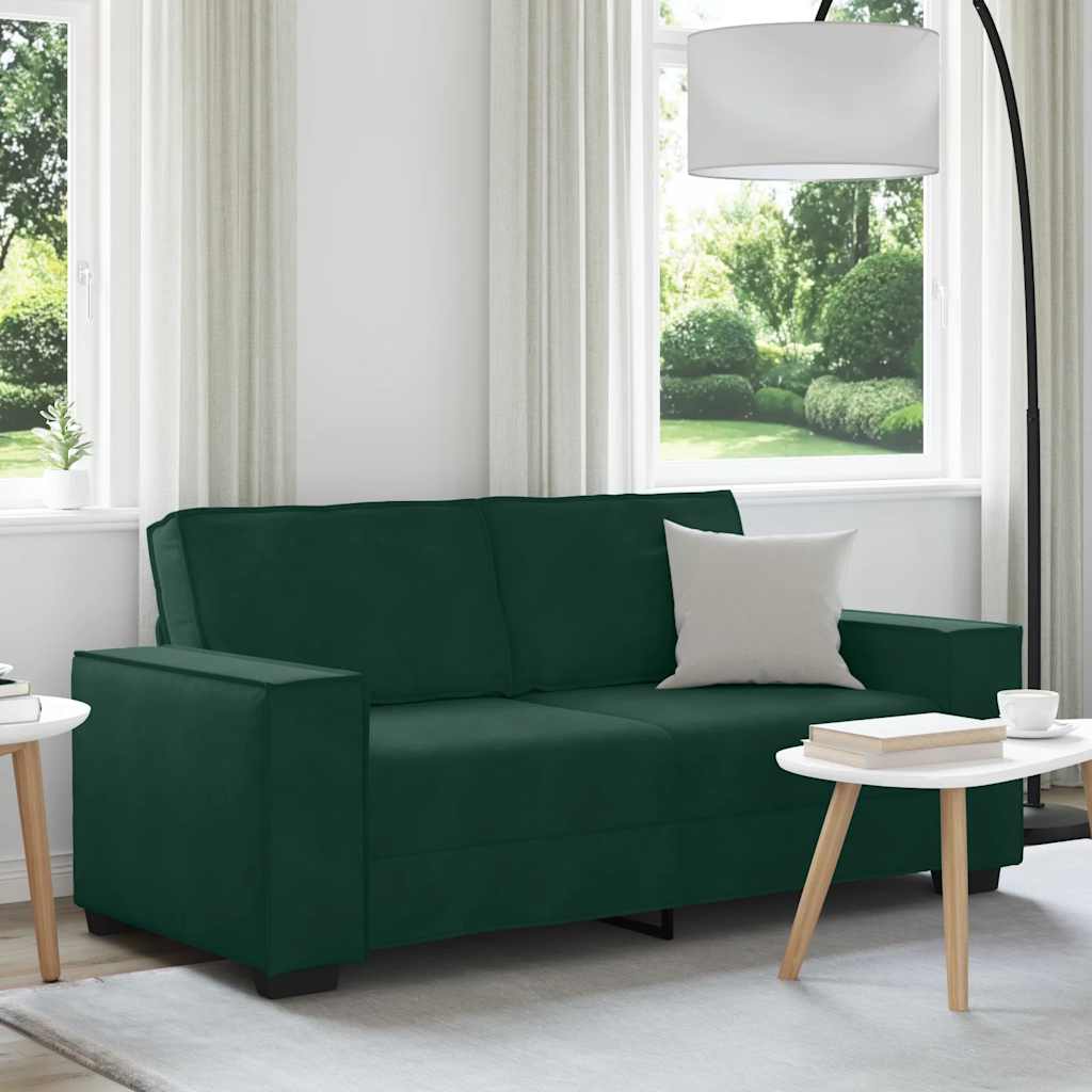 Sofá de 2 lugares verde escuro 180x78x84 cm em veludo