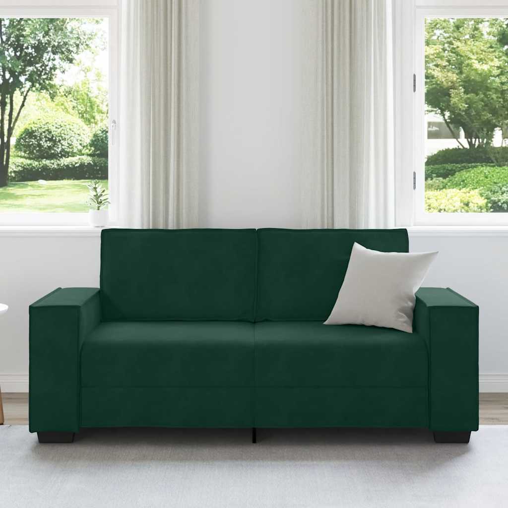 Sofá de 2 lugares verde escuro 180x78x84 cm em veludo