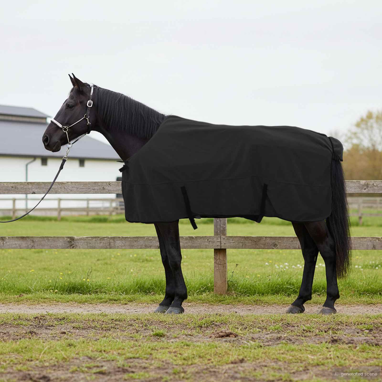 Cobertor de cavalo preto 125 cm poliéster