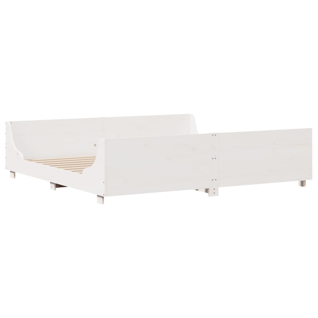 Cama sem colchão 200x200 cm madeira de pinho maciça branco