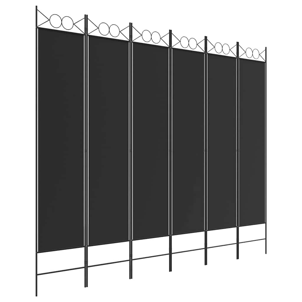 Divisória de quarto com 6 painéis 240x200 cm tecido preto