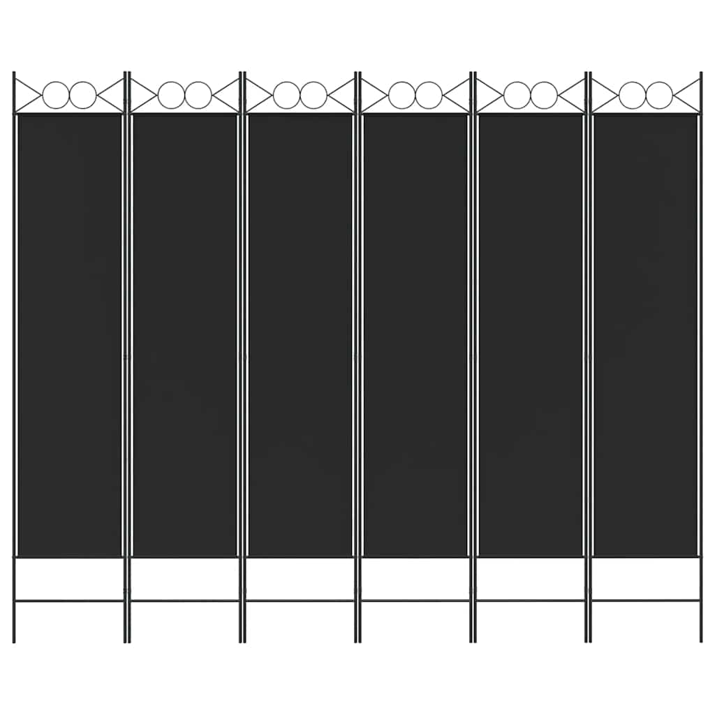 Divisória de quarto com 6 painéis 240x200 cm tecido preto