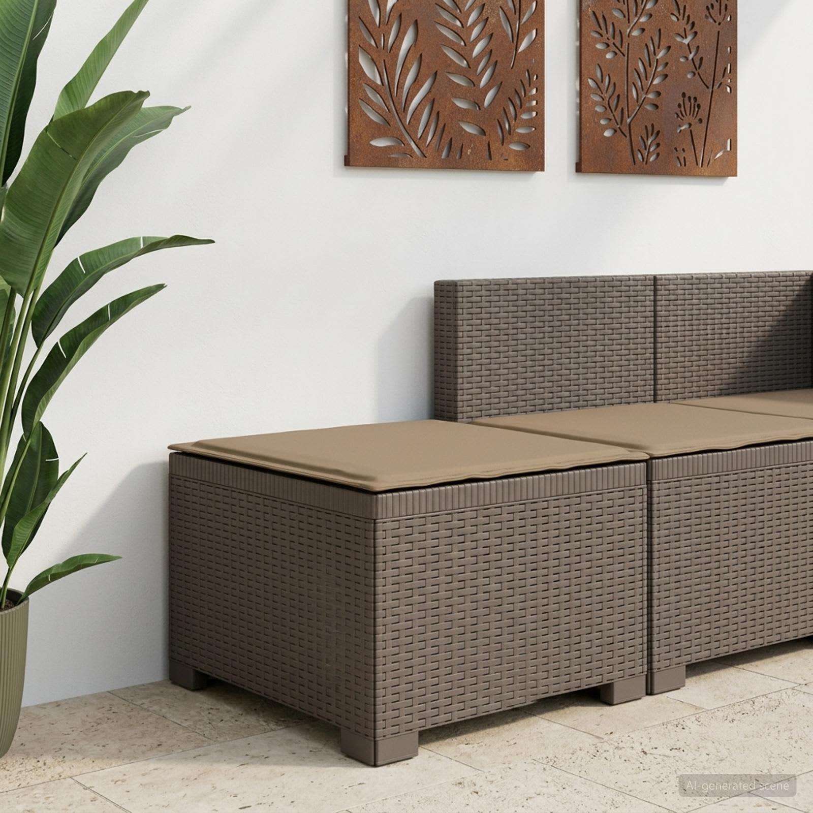 Sofá de jardim 1 lugar com almofada look rattan PP