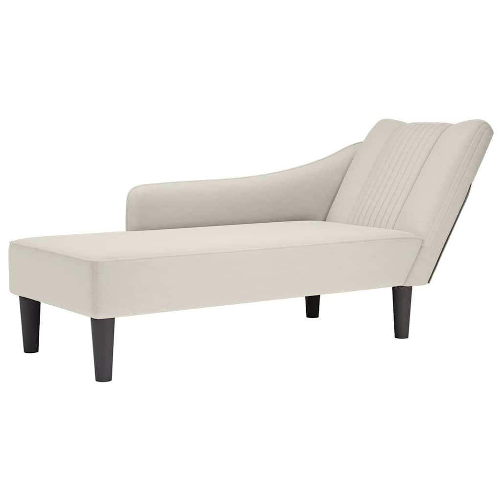 Chaise-longue com apoio de braço direito veludo creme