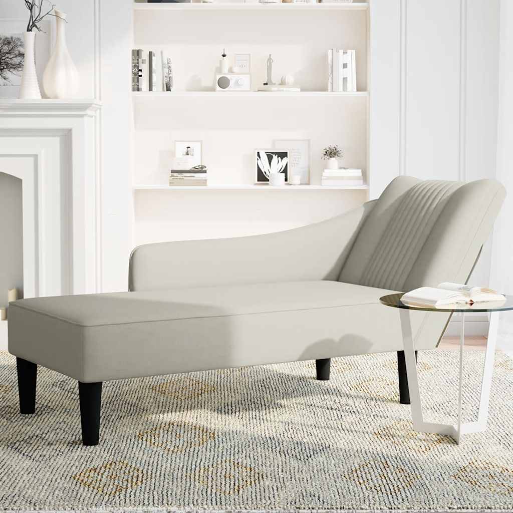 Chaise-longue com apoio de braço direito veludo creme
