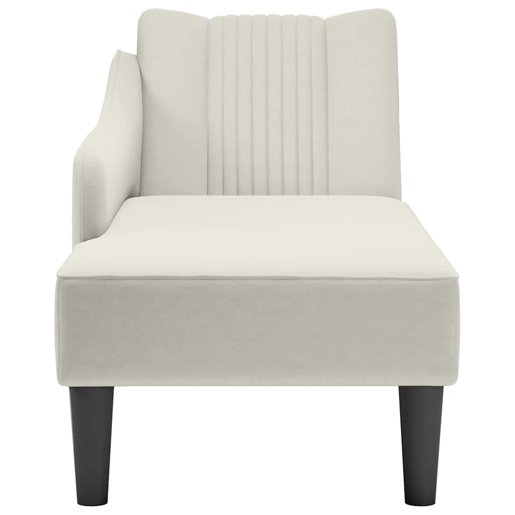 Chaise-longue com apoio de braço direito veludo creme
