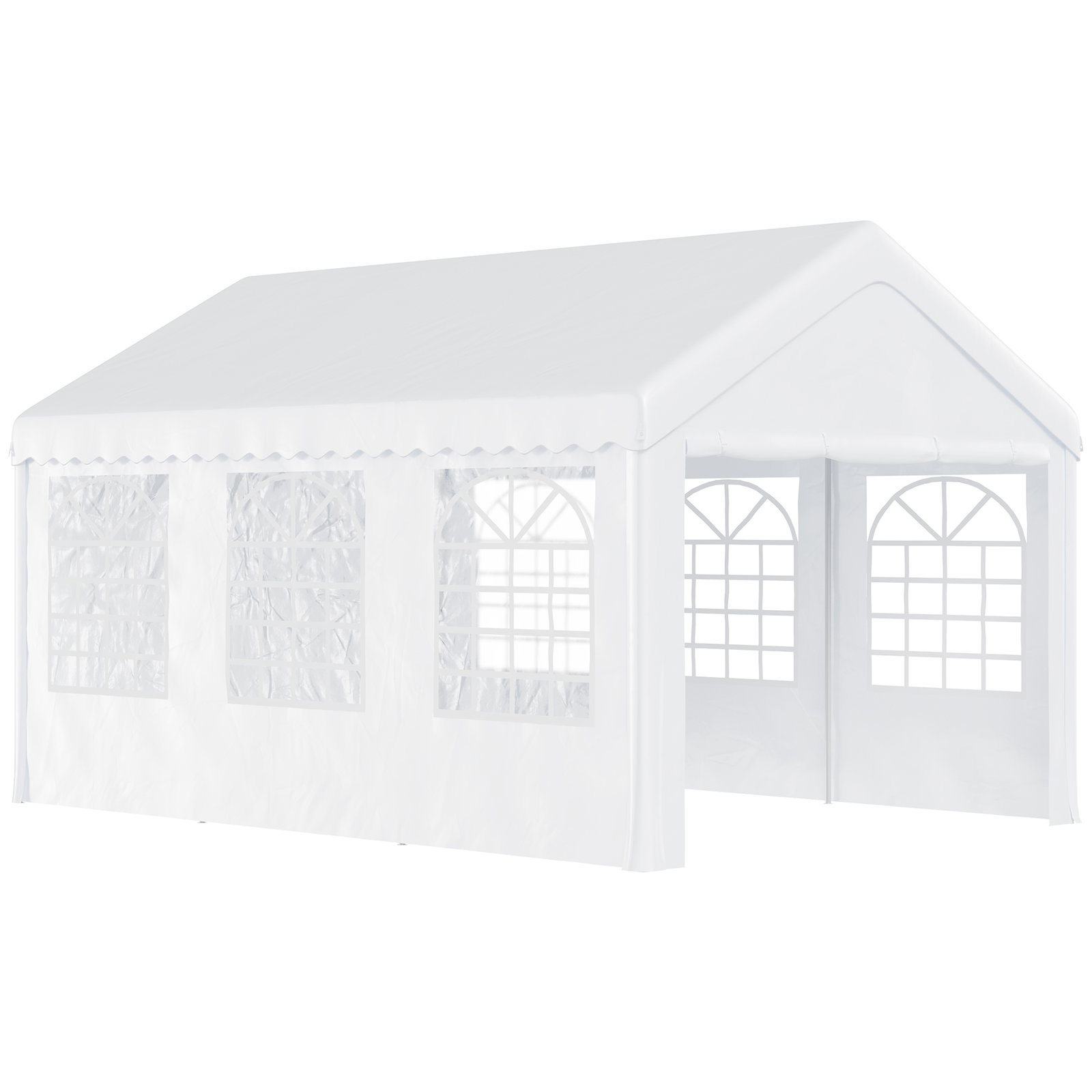 Tenda para festas 6x4x2,8m tenda de jardim com 4 paredes laterais aço e poliéster branco
