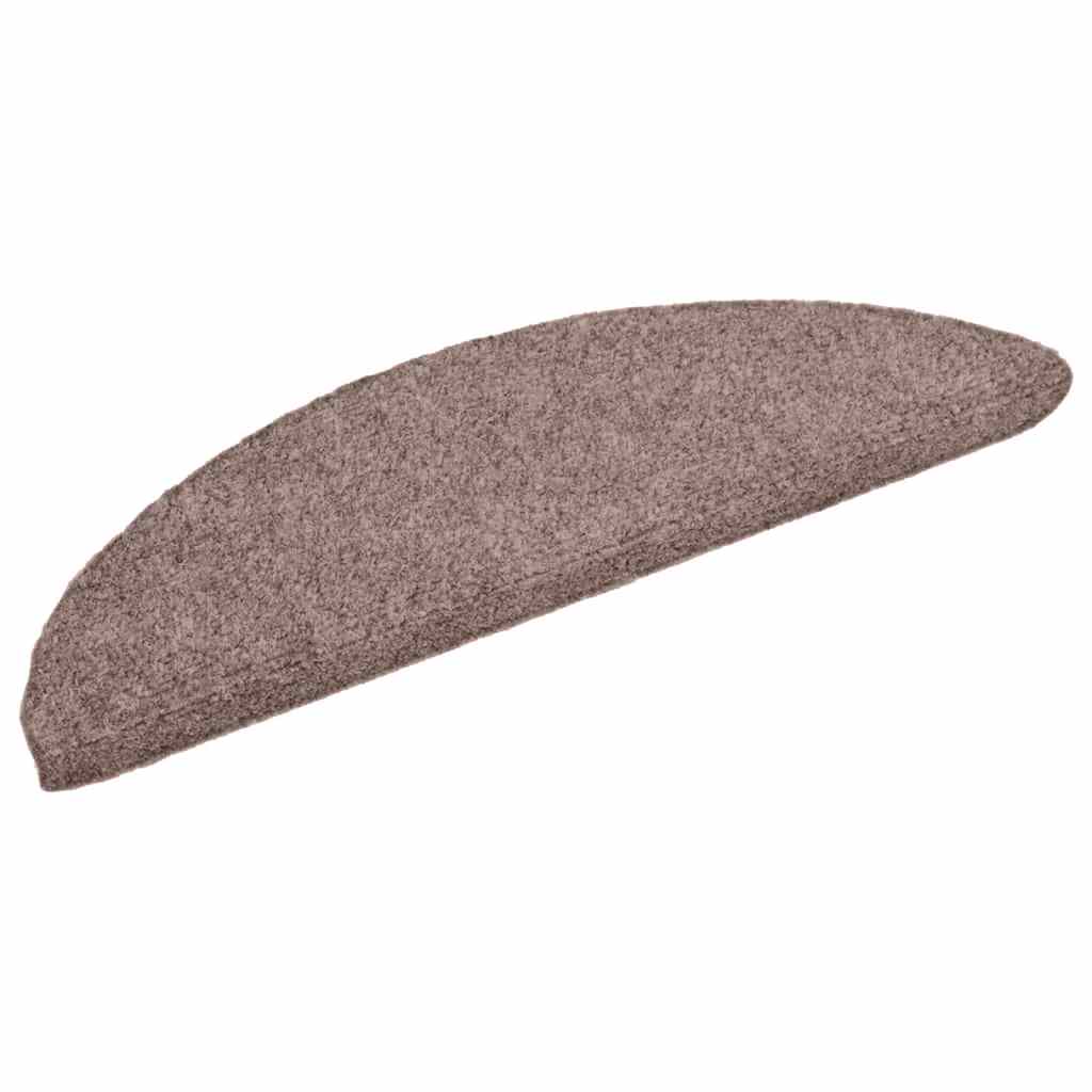 Tapetes de escada autoadesivos 20 peças 56x17x3 cm marrom claro meia-lua