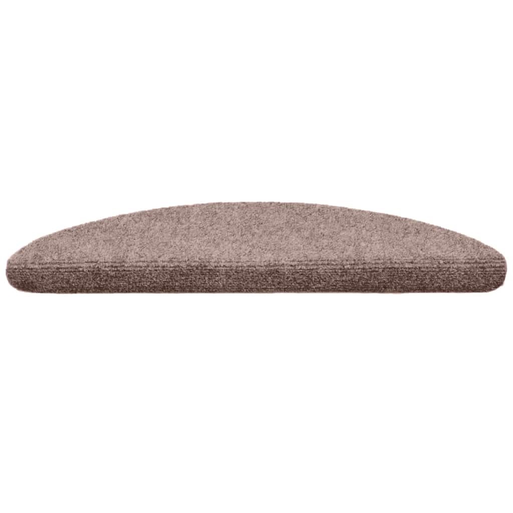 Tapetes de escada autoadesivos 20 peças 56x17x3 cm marrom claro meia-lua