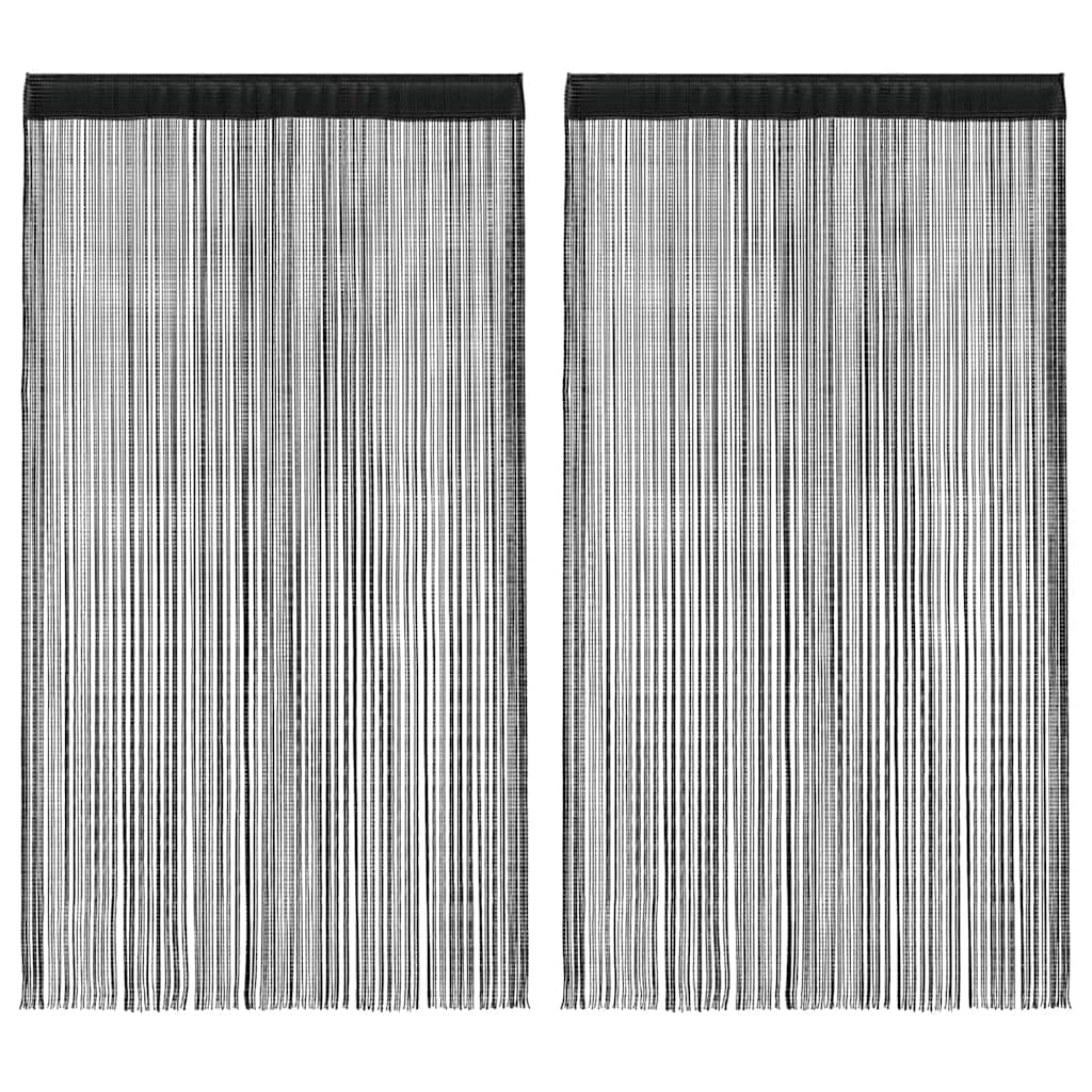 Cortinas de fios 2 pcs 140x250 cm preto
