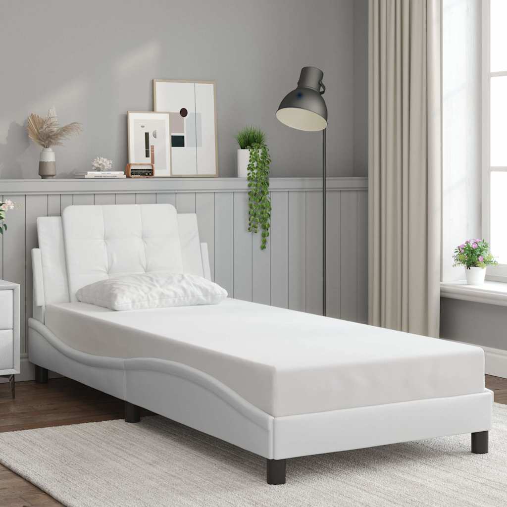 Estrutura de cama sem colchão zadar 90x200 cm couro artificial branco