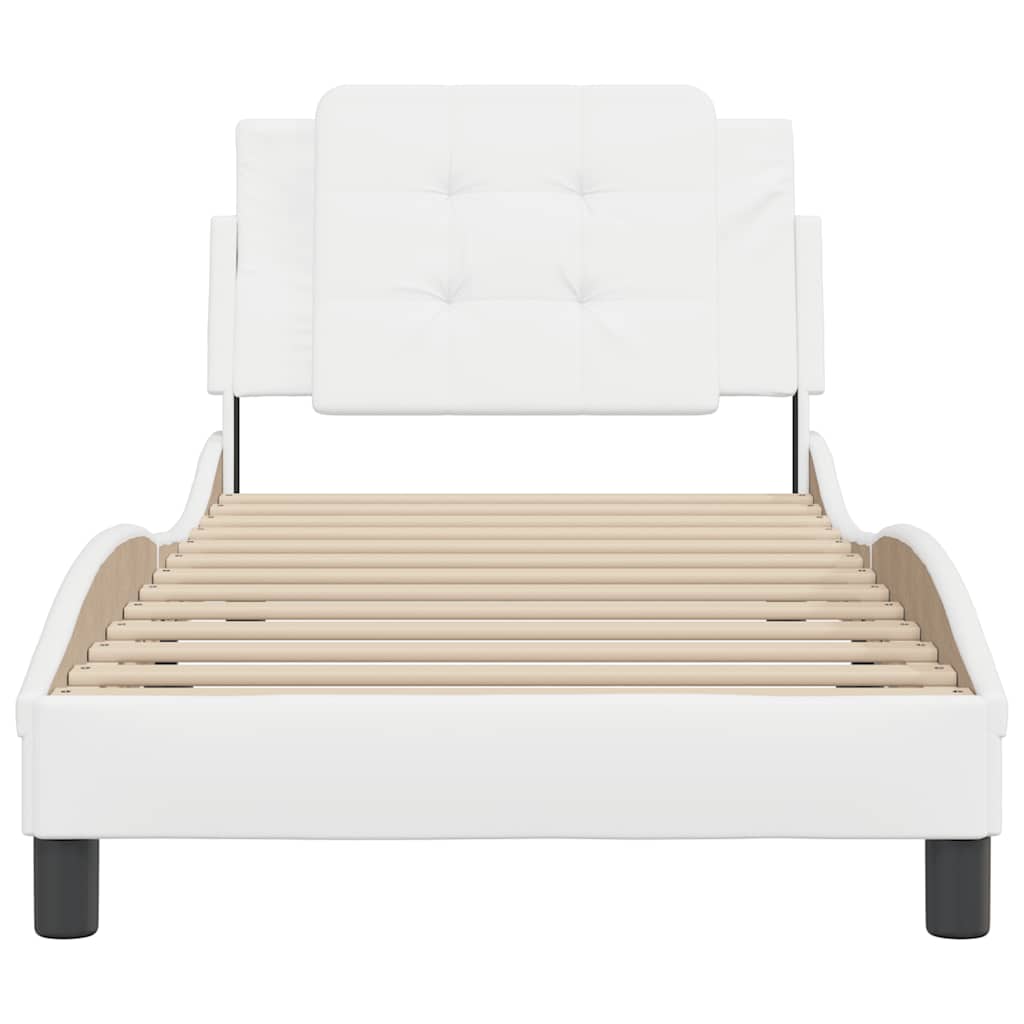 Estrutura de cama sem colchão zadar 90x200 cm couro artificial branco