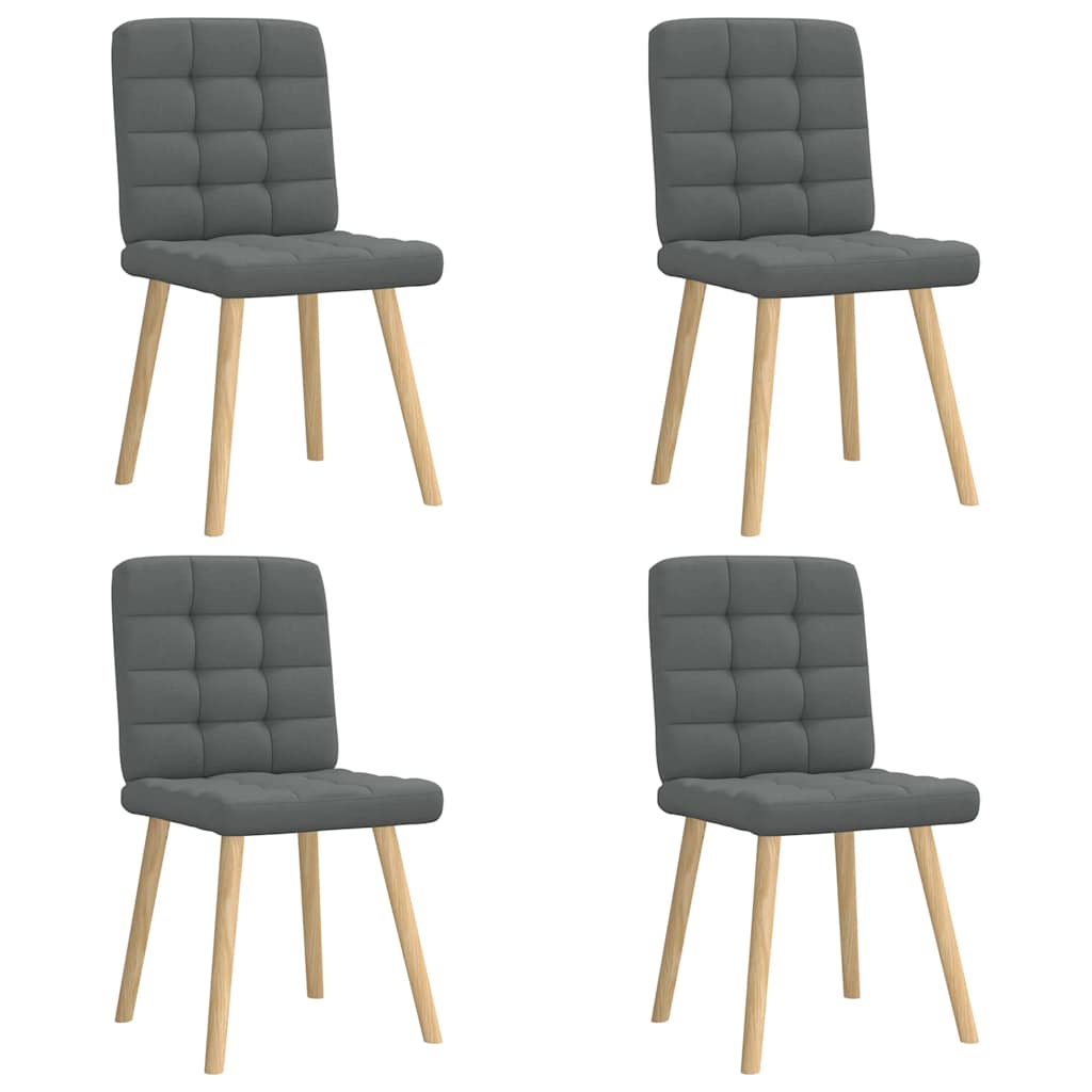 Cadeiras de jantar 4 pcs tecido cinzento-escuro