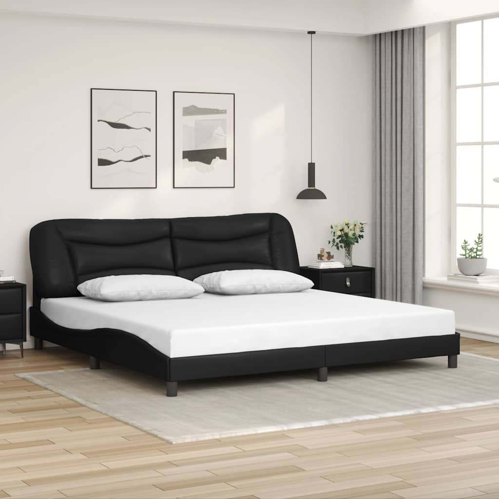 Estrutura de cama sem colchão hvar 200x200 cm couro artificial preto