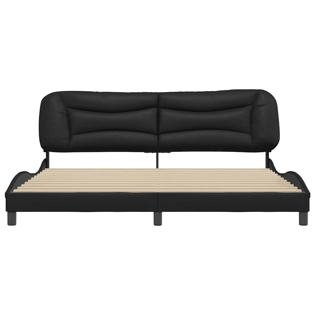 Estrutura de cama sem colchão hvar 200x200 cm couro artificial preto