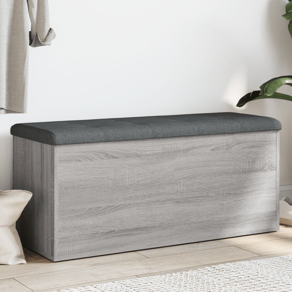 Banco arrumação 102x42x45 cm derivados madeira cinzento sonoma