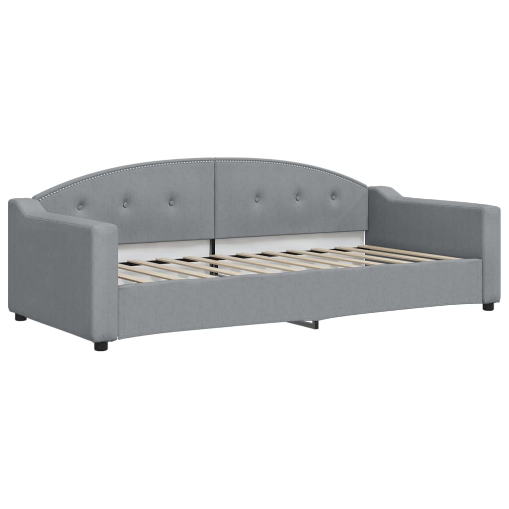 Sofá-cama com colchão 90x200 cm tecido cinzento-claro