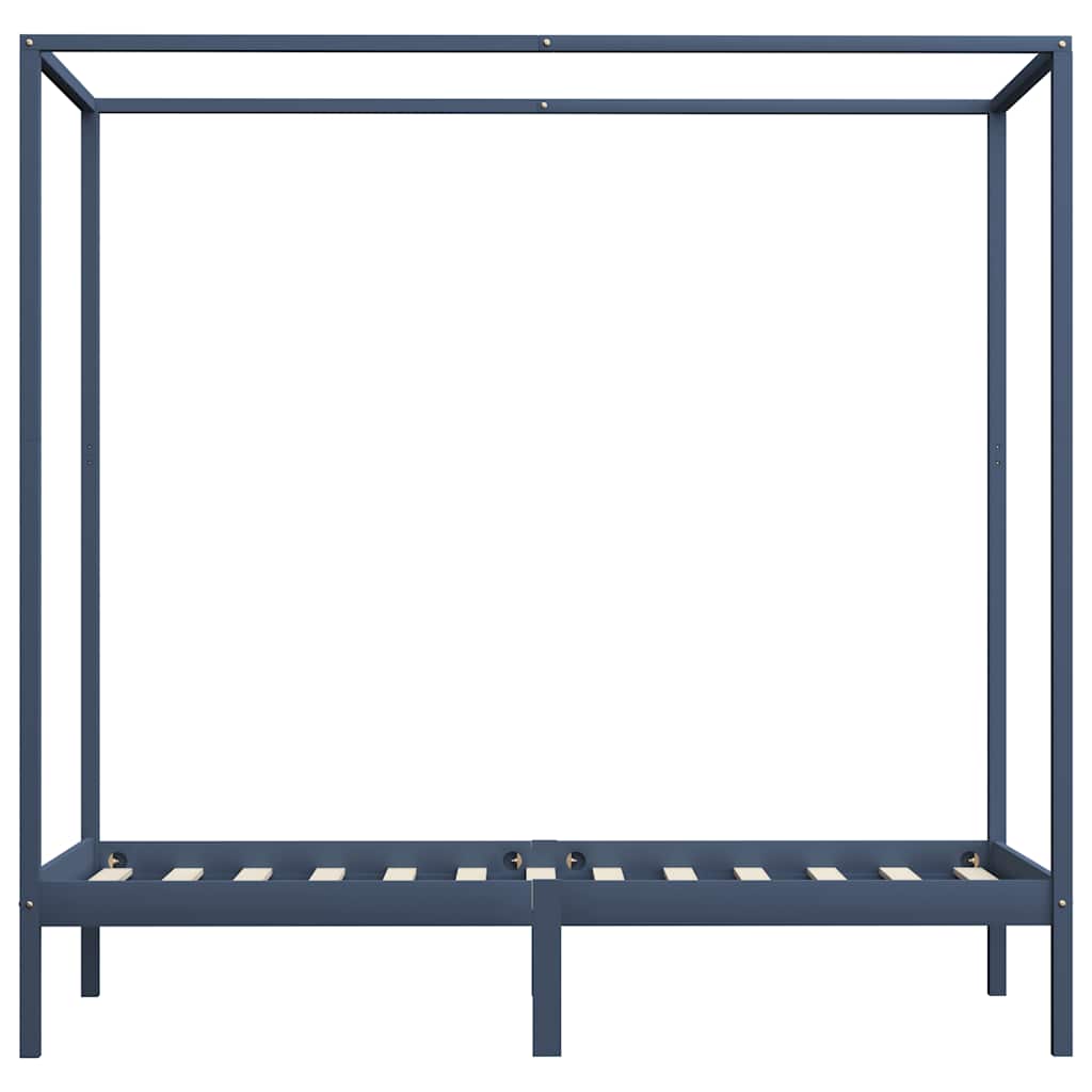 Estrutura de cama com toldo 100x200 cm pinho maciço cinzento