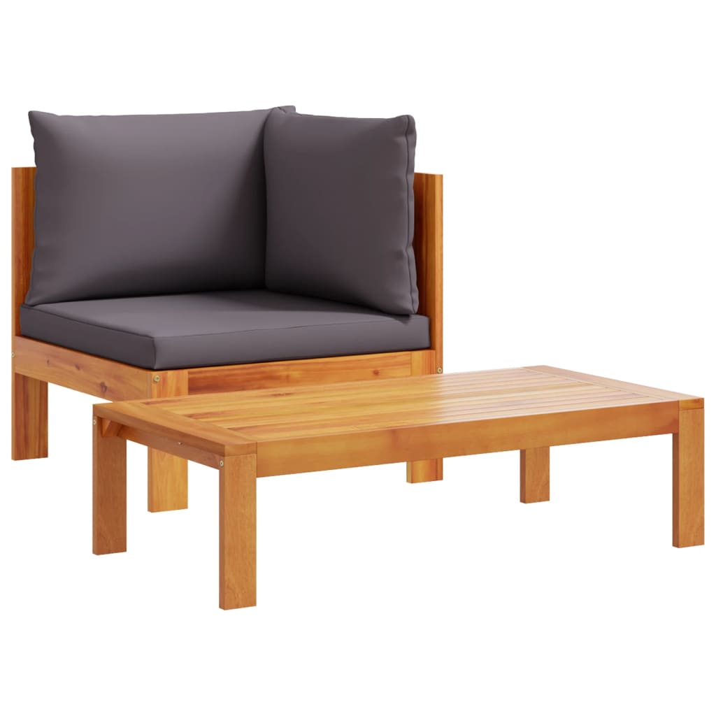 4 Pcs conjunto de sofás de jardim com almofadões acácia maciça